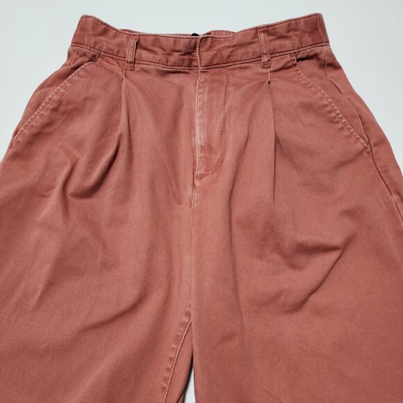 BDG Orange Cotton Stretch High Rise Pleated Mia Wide Leg Pants - Picture 4 of 6